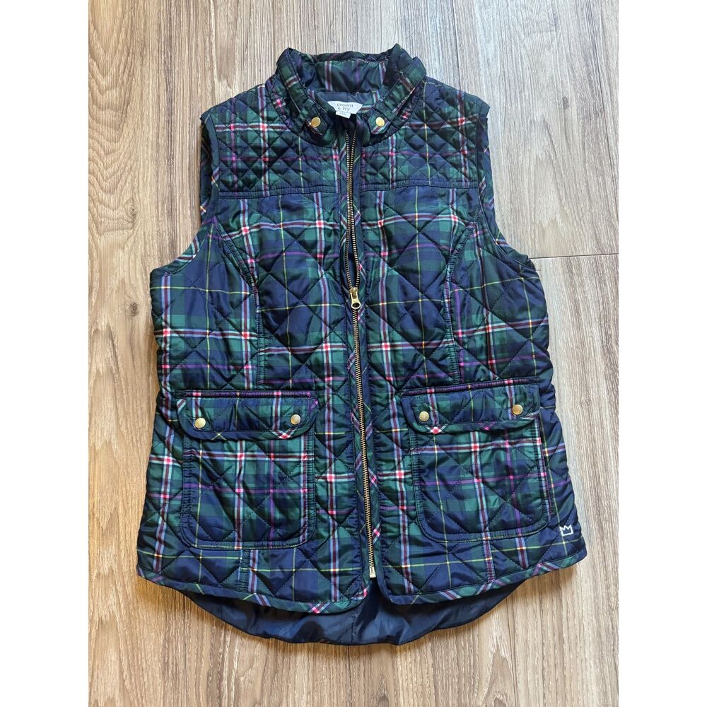 crown & ivy Women's quilted plaid vest size medium